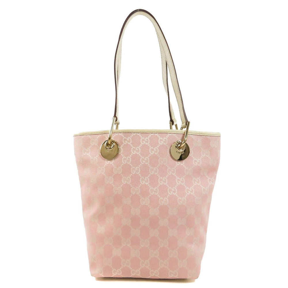 Gucci Canvas Tote leather Pink handles Eclipse Bag GG Pink Black